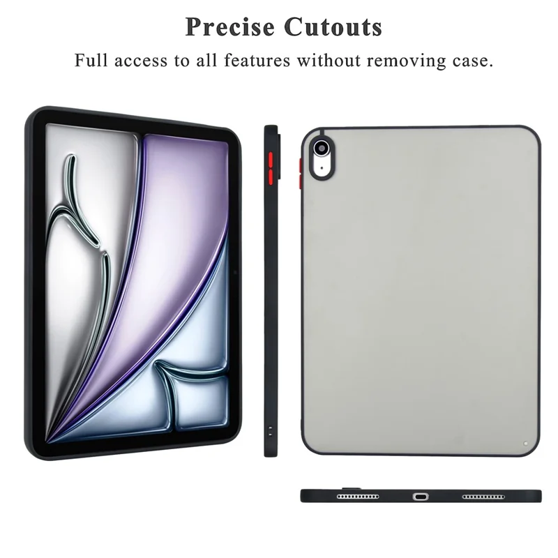 For iPad (2025)  /  10.9 (2022) Case Skin Touch Matte Acrylic TPU Shockproof Tablet Cover - Black