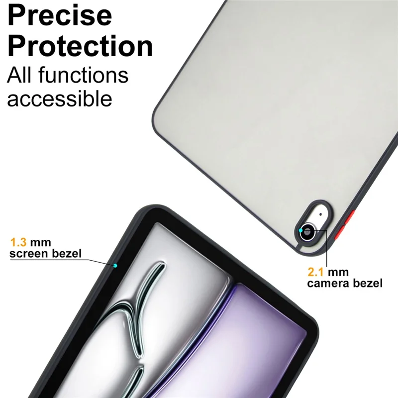 For iPad (2025)  /  10.9 (2022) Case Skin Touch Matte Acrylic TPU Shockproof Tablet Cover - Black
