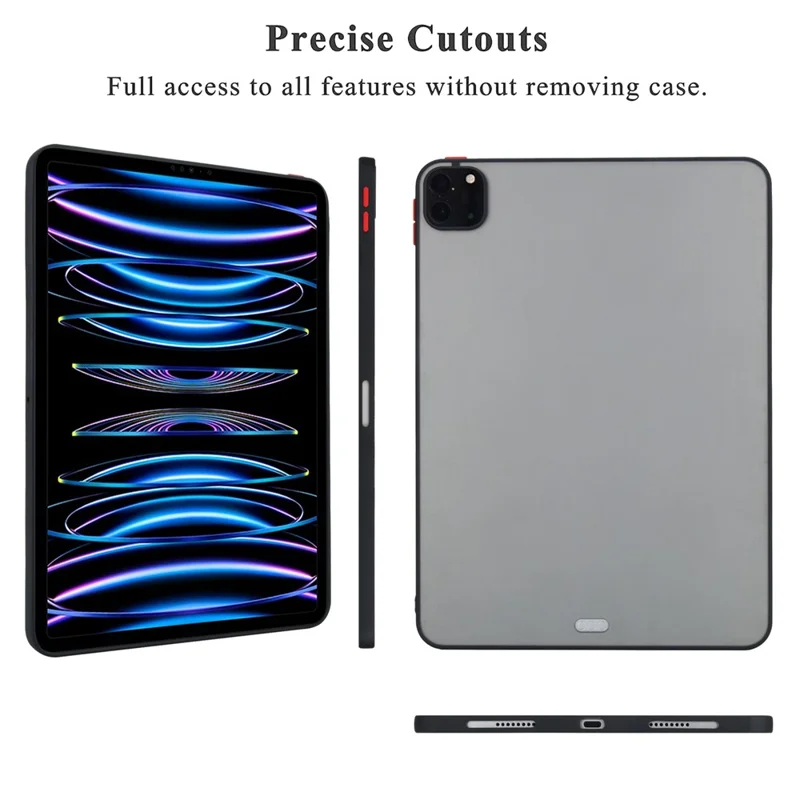 Tablet Hülle für iPad Pro 12.9 (2022) / (2021) / (2020) / (2018) Soft-Touch Matte Acryl TPU Stoßfeste Schutzhülle - Schwarz