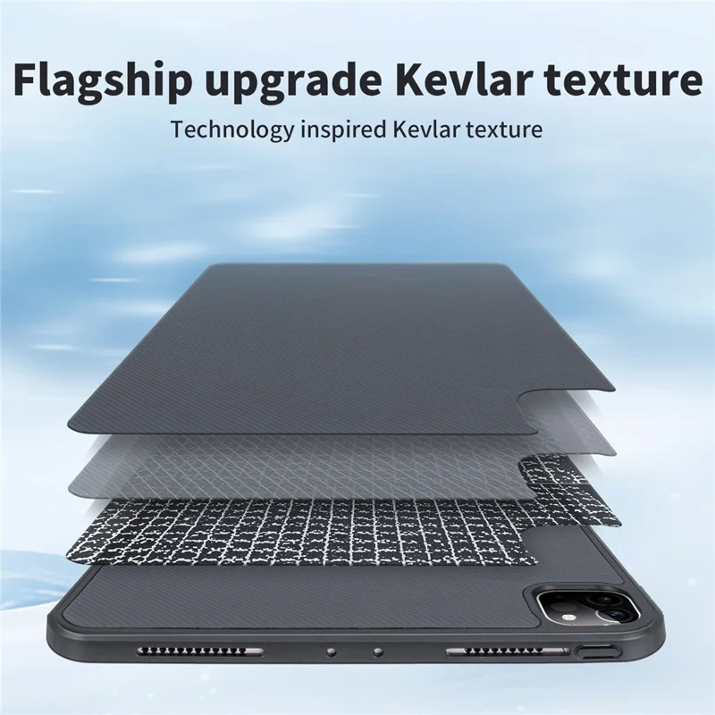For iPad Pro 11 (2022)  /  (2021)  /  (2020)  /  (2018) Case Carbon Fiber Texture Magnetic Detachable Foldable Kickstand Tablet Cover - Dark Grey