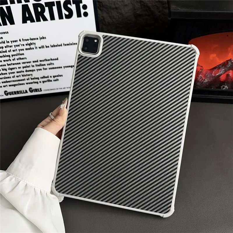 For iPad Pro 11 (2025) / 11 (2024) Magnetic Case Borderless Carbon Fiber Acrylic Tablet Cover - Grey