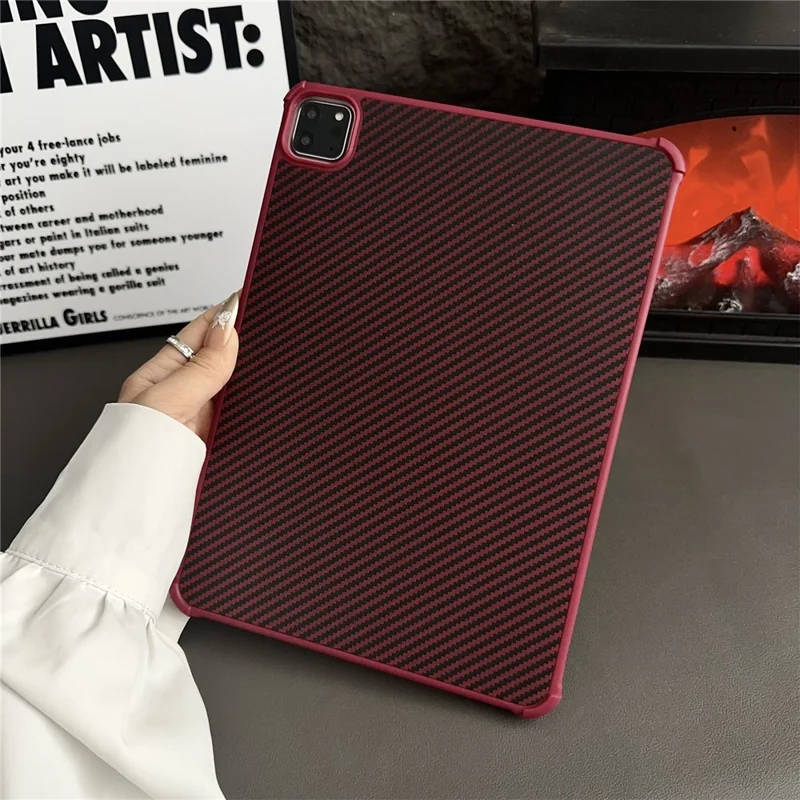 Funda Magnética para iPad Pro 11 (2024) sin Bordes de Fibra de Carbono y Acrílico - Rojo Vino