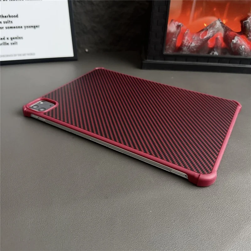 Funda Magnética para iPad Pro 11 (2024) sin Bordes de Fibra de Carbono y Acrílico - Rojo Vino