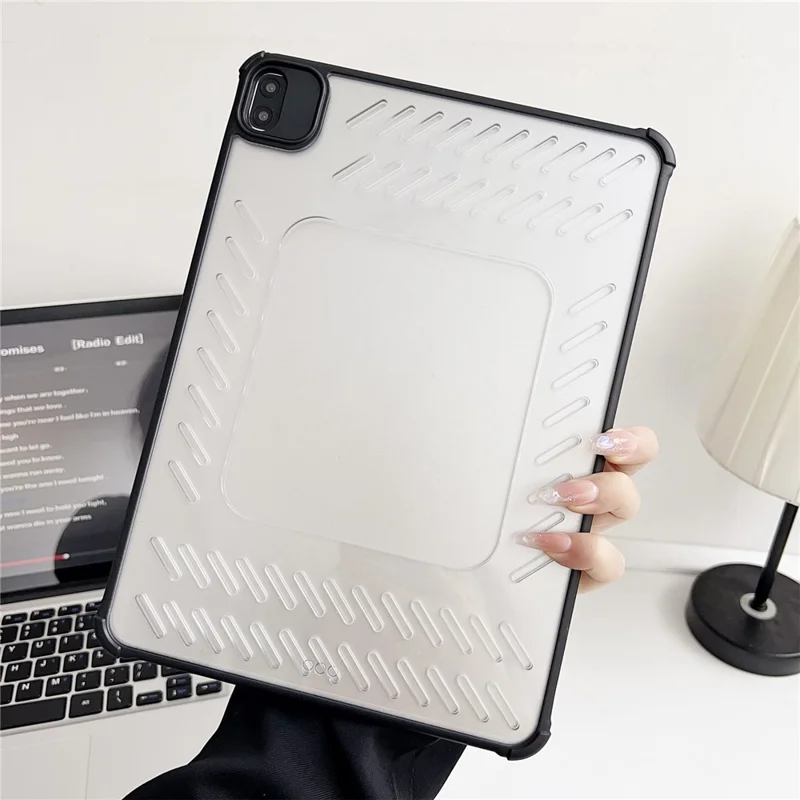 For iPad Air 11 (2025)  /  (2024) Case Hollow Frameless Ventilated TPU Acrylic Clear Tablet Cover - Black