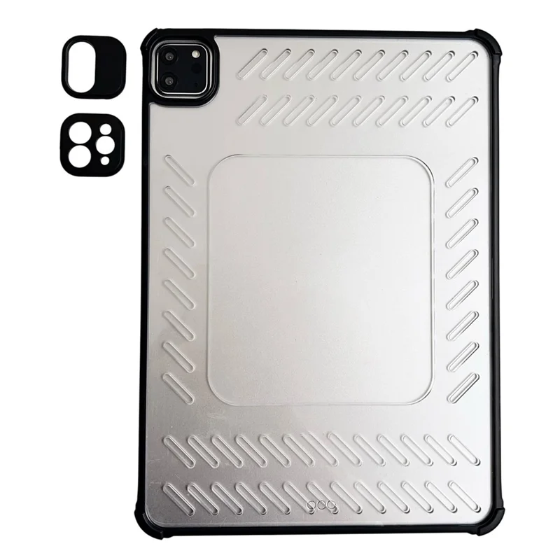 For iPad Pro 11 (2024) Case Hollow Frameless Ventilated TPU Acrylic Clear Tablet Cover - Black