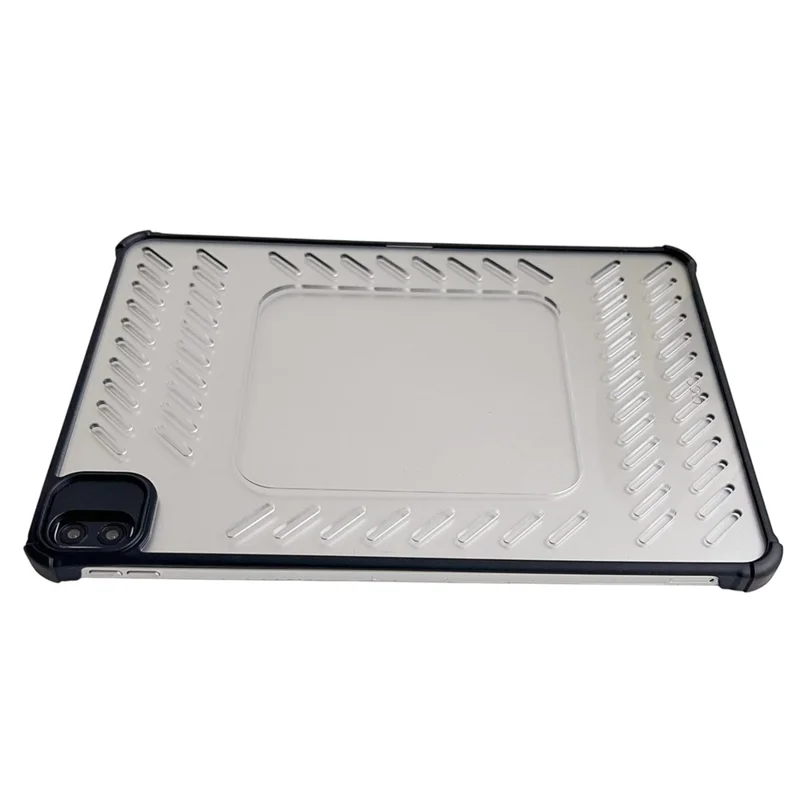 For iPad Pro 11 (2024) Case Hollow Frameless Ventilated TPU Acrylic Clear Tablet Cover - Black