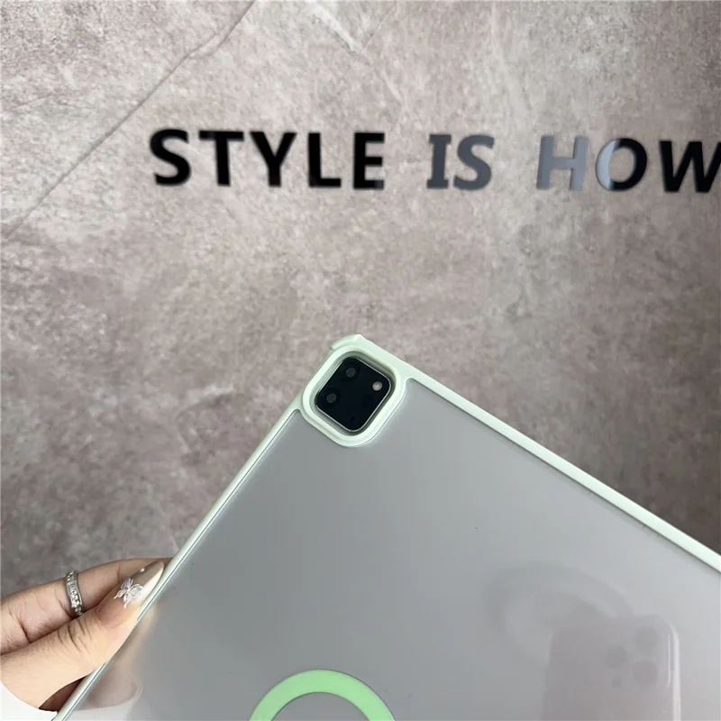 Für iPad Air 11 (2025) / (2024) Magnetische Hülle Rahmenlos TPU Acryl Transparent Tablet Schutzhülle - Grau