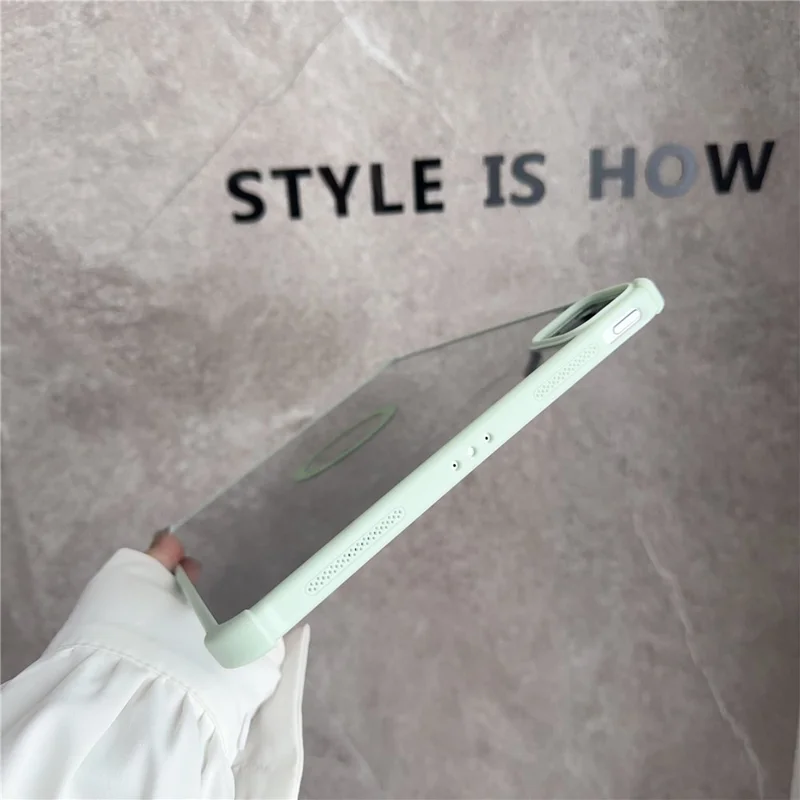 For iPad Air 11 (2026) / (2025) / (2024) Magnetic Case Frameless TPU Acrylic Clear Tablet Cover - Pink