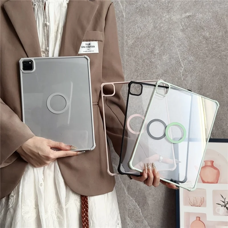 For iPad Air 11 (2026) / (2025) / (2024) Magnetic Case Frameless TPU Acrylic Clear Tablet Cover - Pink