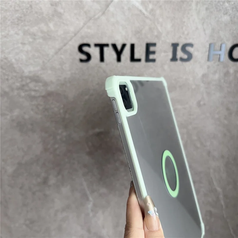 For iPad Air (2022)  /  (2020) Magnetic Case Frameless TPU Acrylic Clear Tablet Cover - Light Green