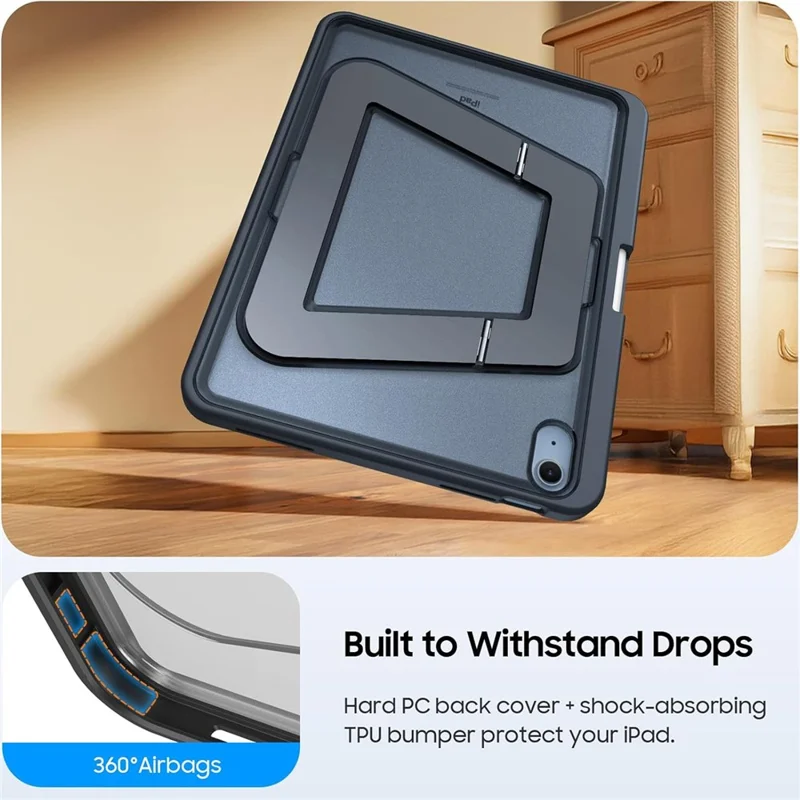 Funda para iPad 10.9 (2022) de Aleación de Aluminio Plegable con Soporte y Cubierta de Tablet de TPU Acrílico