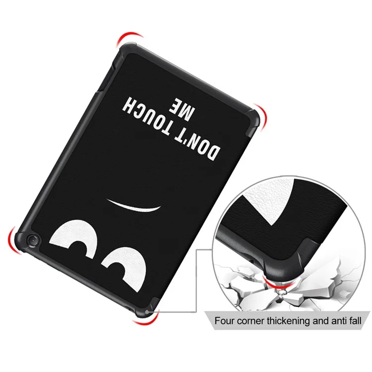 For Amazon Fire 7 (2022) Pattern Printed Protective Case PU Leather Anti-Drop Tablet Cover with Trifold Stand - Don't Touch Me