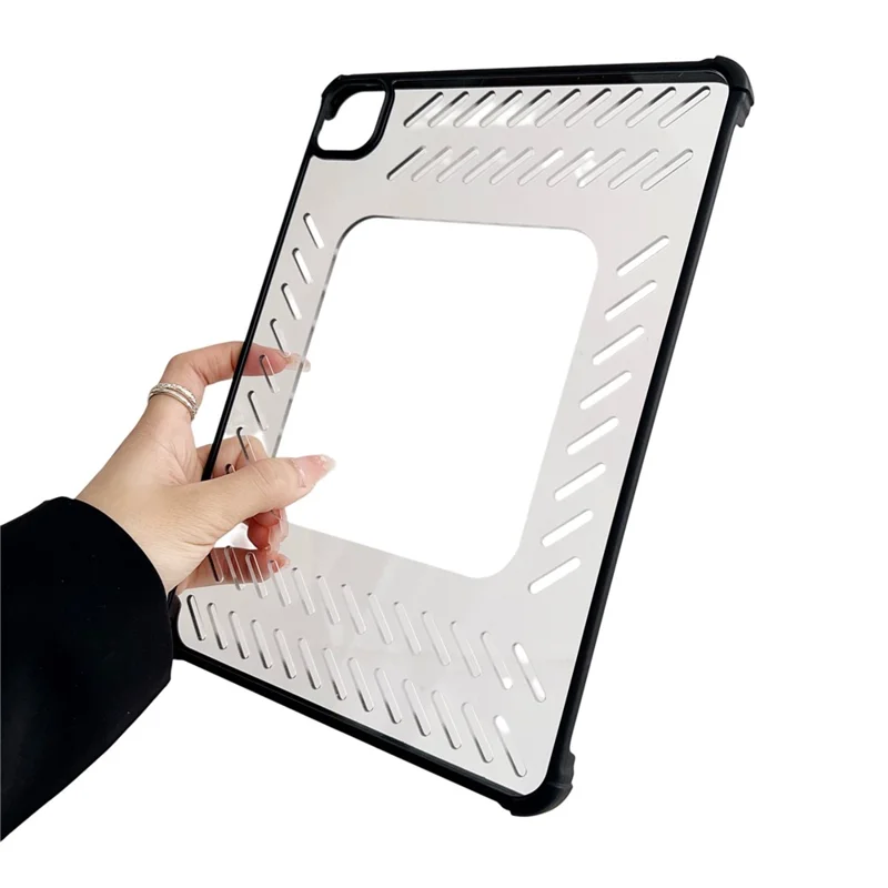Funda para iPad Air (2022) / (2020) con Diseño Calado sin Marco, Ventilada, de TPU y Acrílico Transparente - Negro