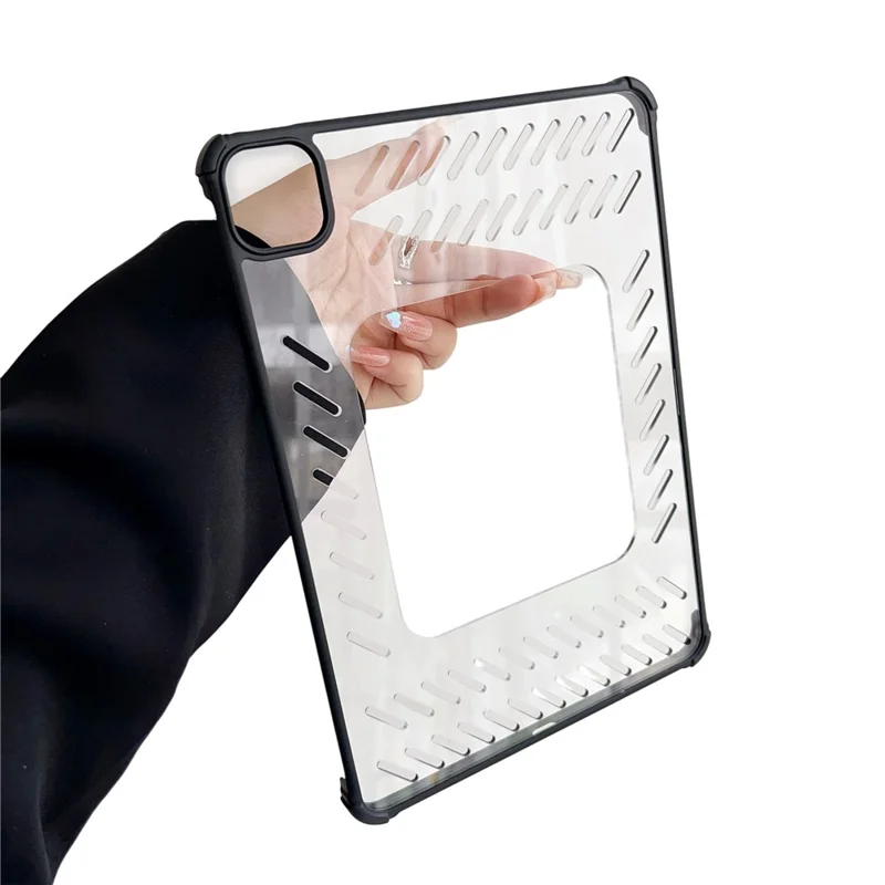 Funda para iPad Air (2022) / (2020) con Diseño Calado sin Marco, Ventilada, de TPU y Acrílico Transparente - Negro