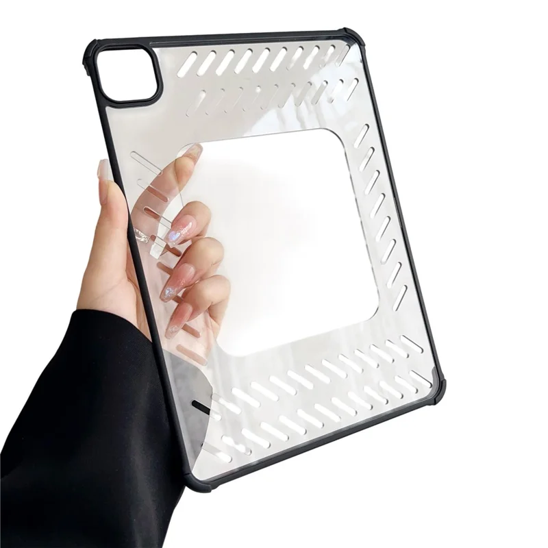 Funda para iPad Air (2022) / (2020) con Diseño Calado sin Marco, Ventilada, de TPU y Acrílico Transparente - Negro