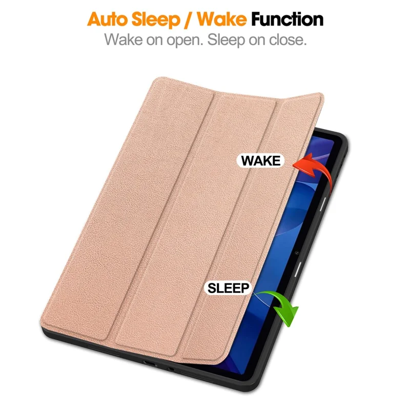 For Xiaomi Redmi Pad 2 11 Stand Case Shock-Absorbent Leather Tablet Cover with Pen Slot - Rose Gold