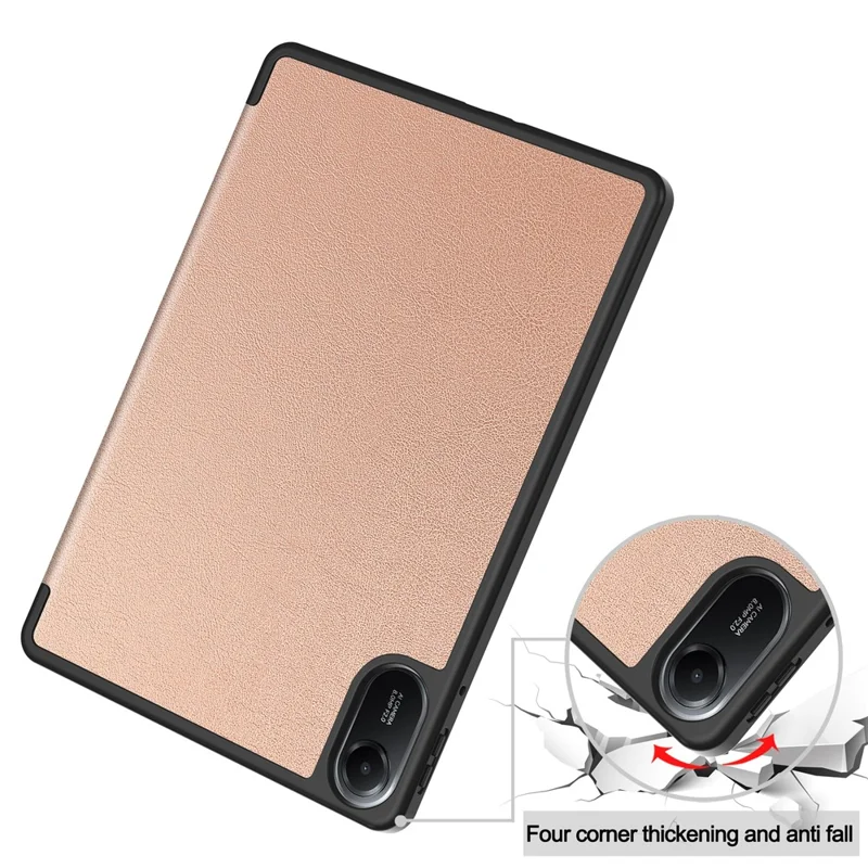 For Xiaomi Redmi Pad 2 11 Stand Case Shock-Absorbent Leather Tablet Cover with Pen Slot - Rose Gold