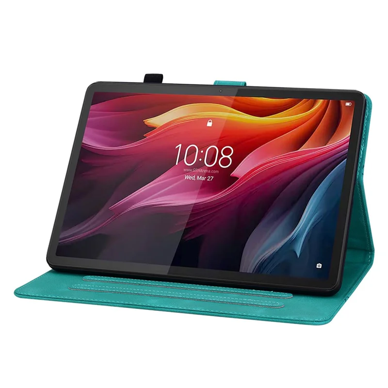 Für Lenovo Idea Tab (TB336ZU / TB336FU) / Xiaoxin Pad 11 2025 Hülle Lilie Blumenprägung Kartenfächer Leder Tablet Schutzhülle - Grün