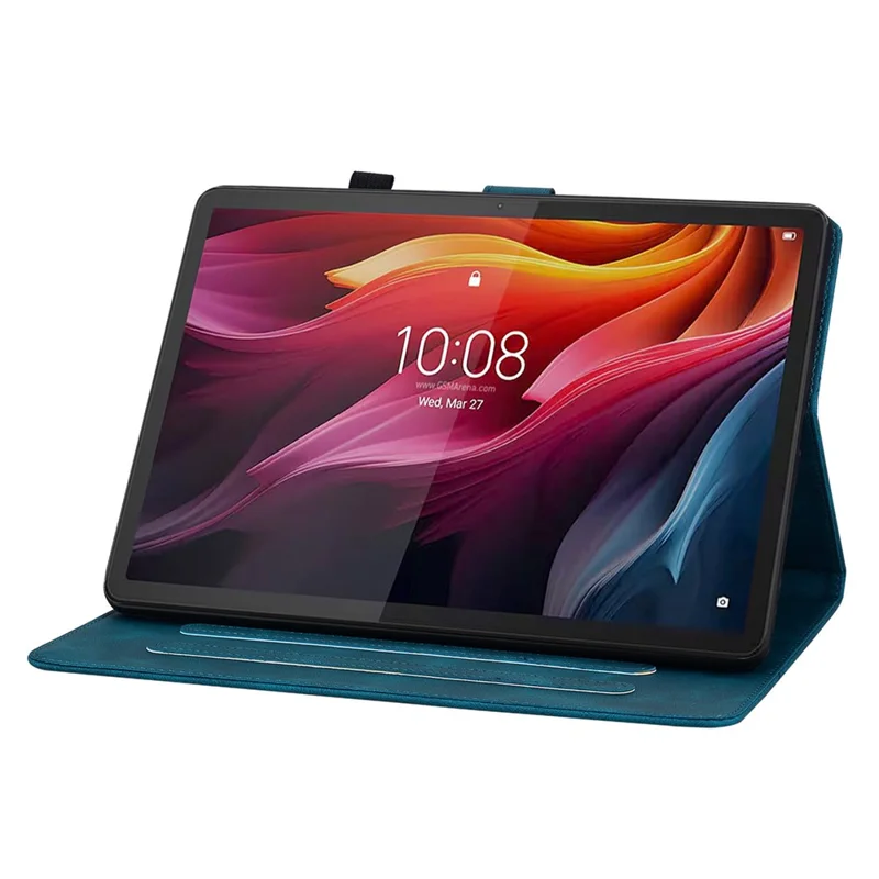 Für Lenovo Idea Tab (TB336ZU / TB336FU) / Xiaoxin Pad 11 2025 Hülle Lilie Blumen-Motiv Kartenfächer Leder Tablet Schutzhülle - Blau