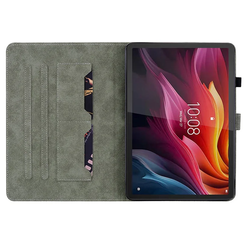 Pour Lenovo Idea Tab (TB336ZU / TB336FU) / Housse en cuir Xiaoxin Pad 11 2025 avec porte-cartes Anti-rayures Motif fleurs de rose - Rose