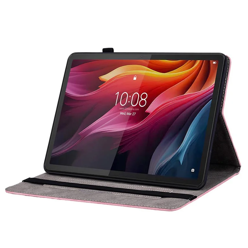 Pour Lenovo Idea Tab (TB336ZU / TB336FU) / Housse en cuir Xiaoxin Pad 11 2025 avec porte-cartes Anti-rayures Motif fleurs de rose - Rose