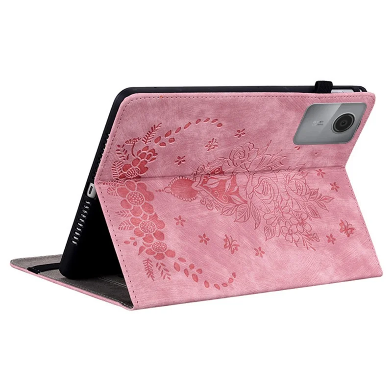 Pour Lenovo Idea Tab (TB336ZU / TB336FU) / Housse en cuir Xiaoxin Pad 11 2025 avec porte-cartes Anti-rayures Motif fleurs de rose - Rose
