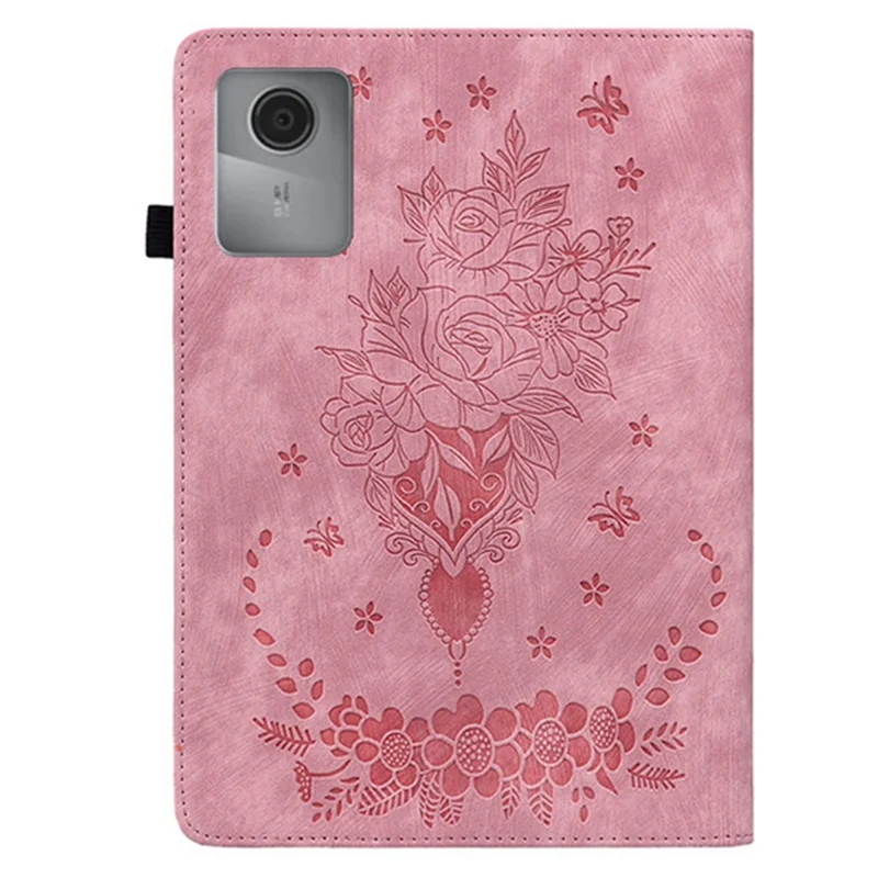 Pour Lenovo Idea Tab (TB336ZU / TB336FU) / Housse en cuir Xiaoxin Pad 11 2025 avec porte-cartes Anti-rayures Motif fleurs de rose - Rose