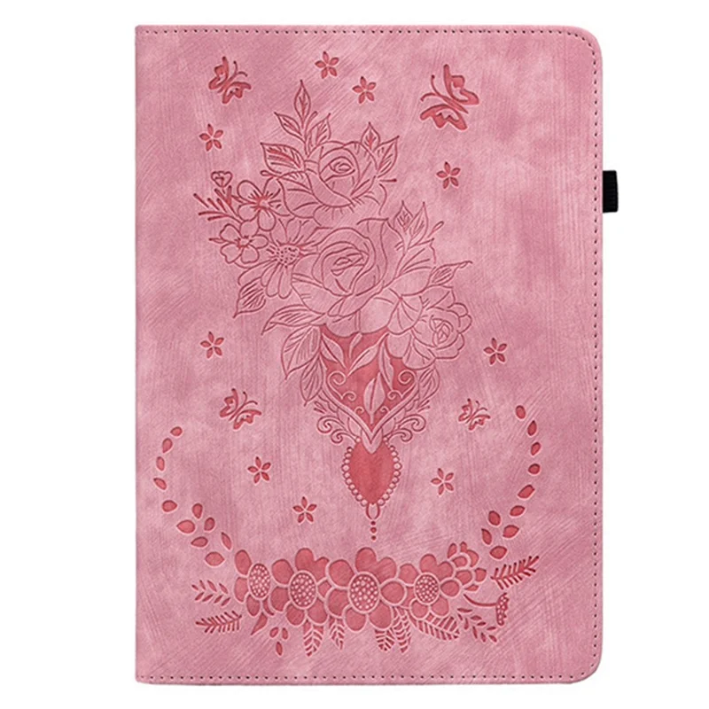 Pour Lenovo Idea Tab (TB336ZU / TB336FU) / Housse en cuir Xiaoxin Pad 11 2025 avec porte-cartes Anti-rayures Motif fleurs de rose - Rose