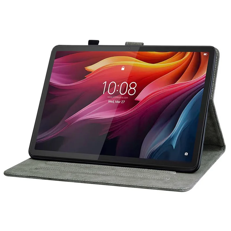 Für Lenovo Idea Tab (TB336ZU / TB336FU) / Xiaoxin Pad 11 2025 Hülle Tiger-Muster Kratzfest PU-Leder Tablet-Schutzhülle - Grau