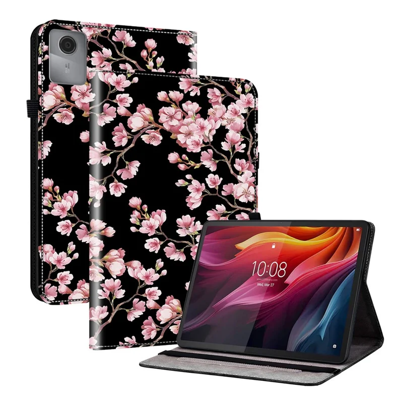 Für Lenovo Idea Tab (TB336ZU / TB336FU) / Xiaoxin Pad 11 2025 Lederhülle mit Muster, Ständer und Kartenfächern - Pflaumenblüte