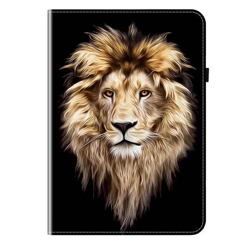 For Lenovo Idea Tab (TB336ZU / TB336FU)  /  Xiaoxin Pad 11 2025 Leather Case Pattern Printed Stand Tablet Cover with Card Slots - Lion Head