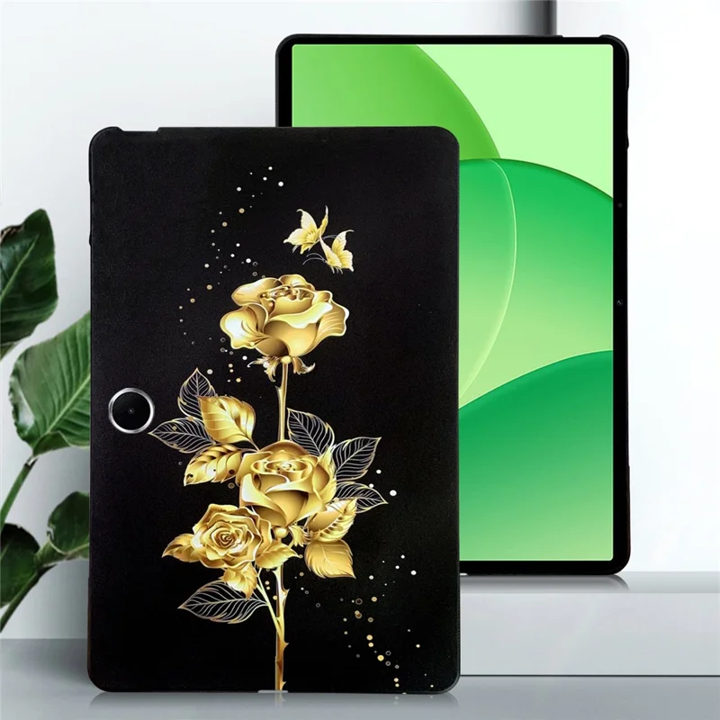For Oppo Pad SE / OnePlus Pad Lite TPU Case Pattern Printing Slim Tablet Protective Cover - Golden Butterfly Rose