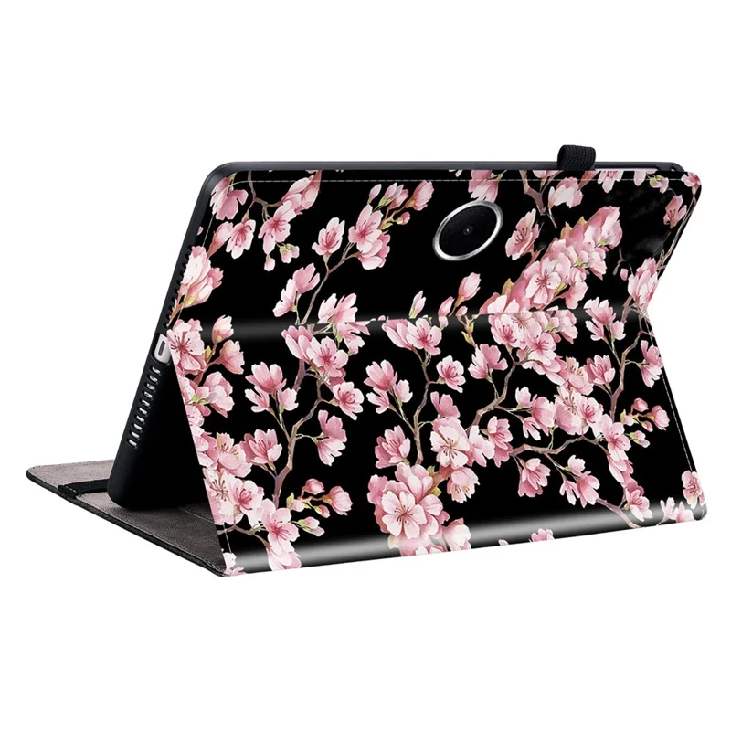 For Oppo Pad SE Leather Case Pattern Printed Stand Tablet Cover with Card Slots - Plum Blossom