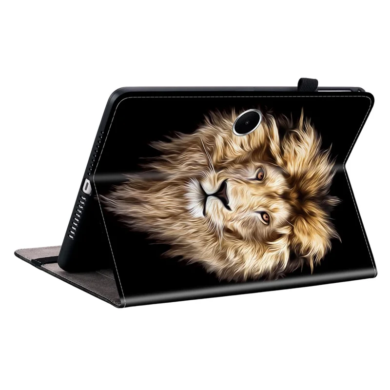 For Oppo Pad SE Leather Case Pattern Printed Stand Tablet Cover with Card Slots - Lion Head