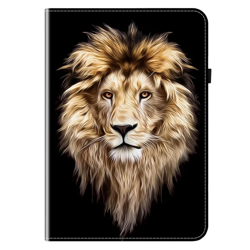 For Oppo Pad SE Leather Case Pattern Printed Stand Tablet Cover with Card Slots - Lion Head