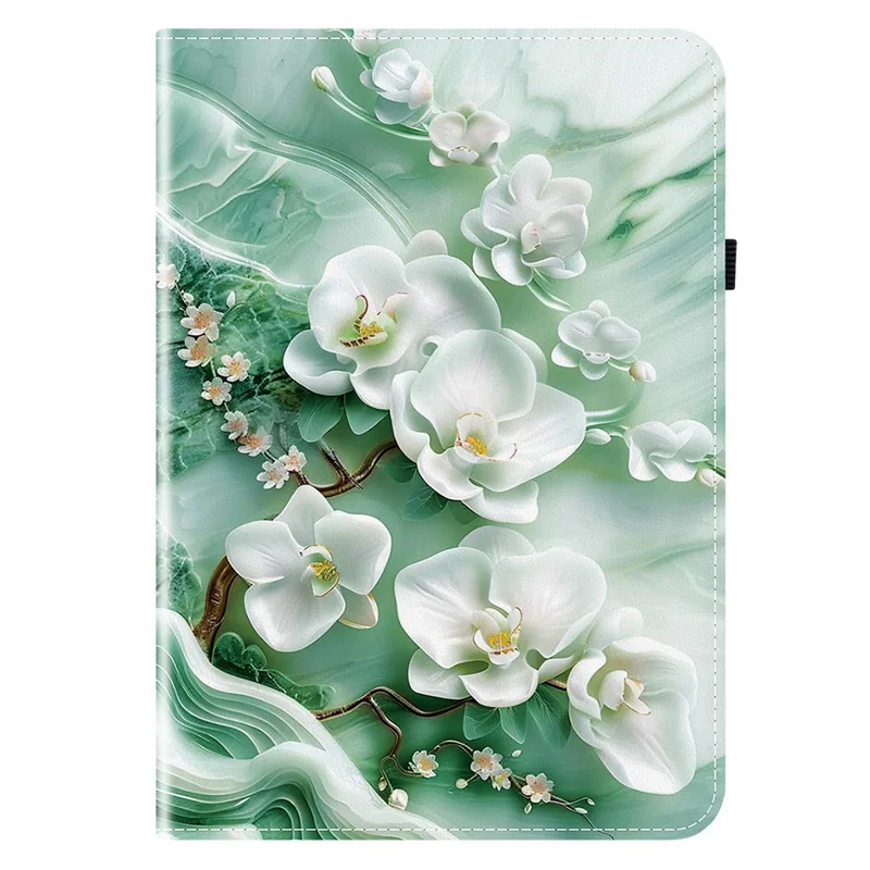 For Oppo Pad SE Leather Case Pattern Printed Stand Tablet Cover with Card Slots - Jade Flower