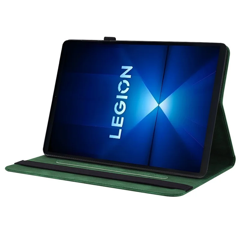 For Lenovo Legion Y700 Gen 4 Case Butterfly Flower Imprint PU Leather Tablet Cover with Card Slots - Green