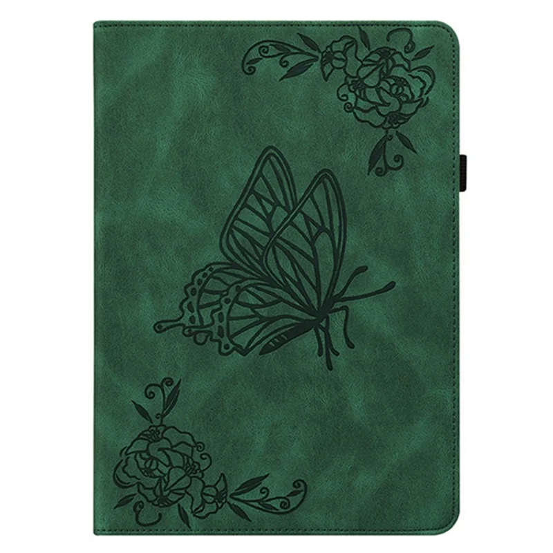 For Lenovo Legion Y700 Gen 4 Case Butterfly Flower Imprint PU Leather Tablet Cover with Card Slots - Green