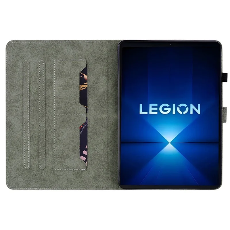 Funda de Cuero PU Antirayones para Lenovo Legion Y700 Gen 4 con Diseño de Tigre - Gris