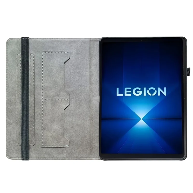 Чехол для Lenovo Legion Y700 Gen 4 с кожаным принтом, подставкой и отделениями для карт - Голова льва