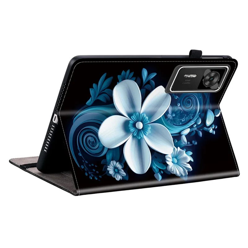 For Lenovo Legion Y700 Gen 4 Leather Case Pattern Printed Stand Tablet Cover with Card Slots - Black Orchid