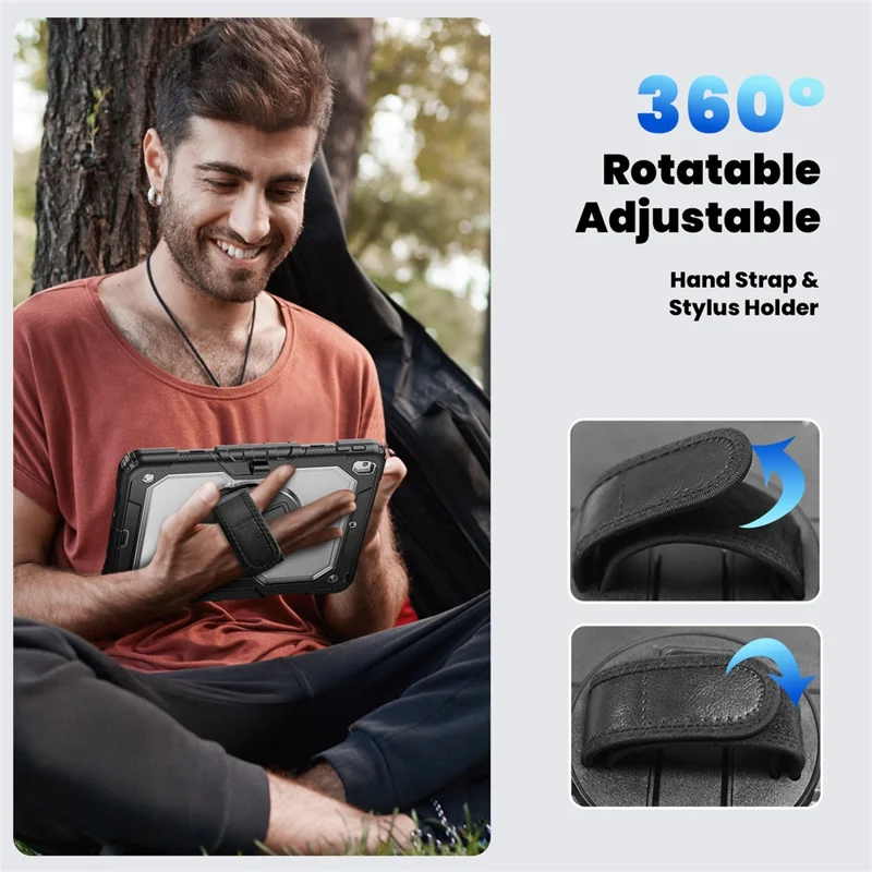 Capa para iPad 10.2 (2021) / (2019) / (2020) PC + Silicone com Película PET e Alça de Ombro