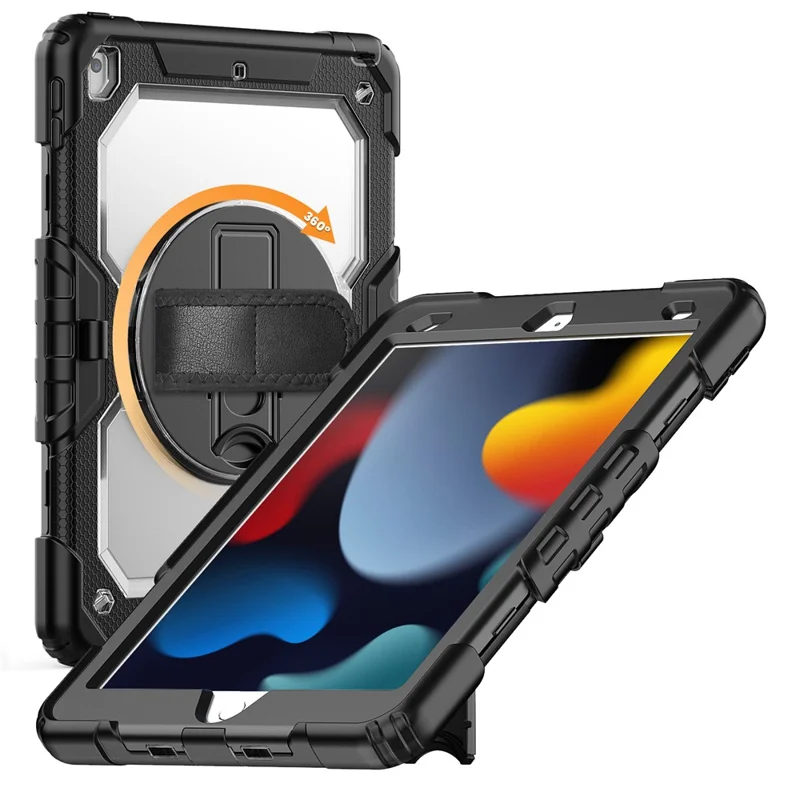 Capa para iPad 10.2 (2021) / (2019) / (2020) PC + Silicone com Película PET e Alça de Ombro