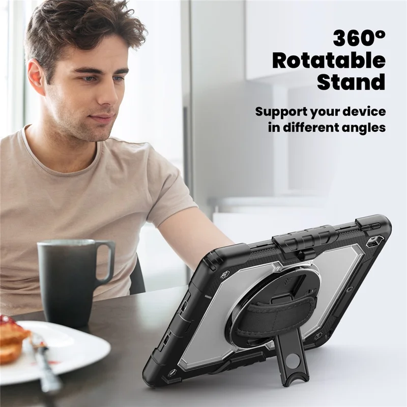 Capa para iPad 10.2 (2021) / (2019) / (2020) PC + Silicone com Película PET e Alça de Ombro