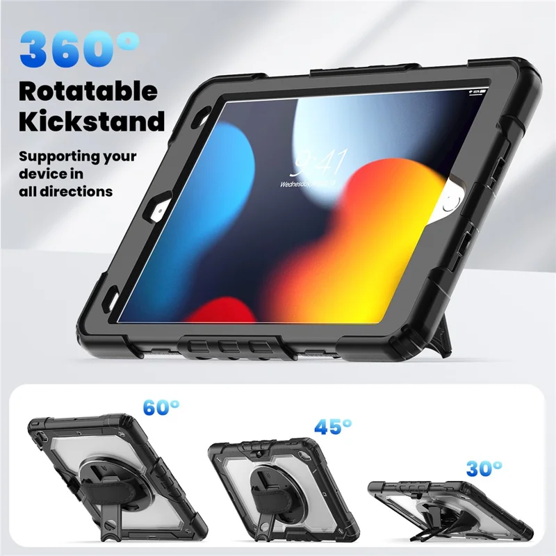 Capa para iPad 10.2 (2021) / (2019) / (2020) PC + Silicone com Película PET e Alça de Ombro