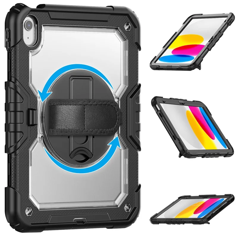 Tablet Case for iPad (2025) A3354 / iPad 10.9 (2022) A2696 PC + Silicone Cover with PET Film and Shoulder Strap