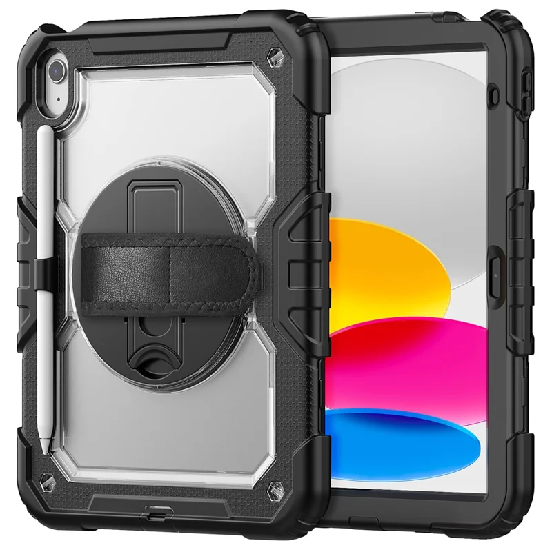 Tablet Case for iPad (2025) A3354 / iPad 10.9 (2022) A2696 PC + Silicone Cover with PET Film and Shoulder Strap