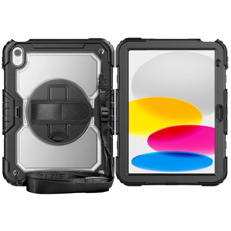 Tablet Case for iPad (2025) A3354 / iPad 10.9 (2022) A2696 PC + Silicone Cover with PET Film and Shoulder Strap