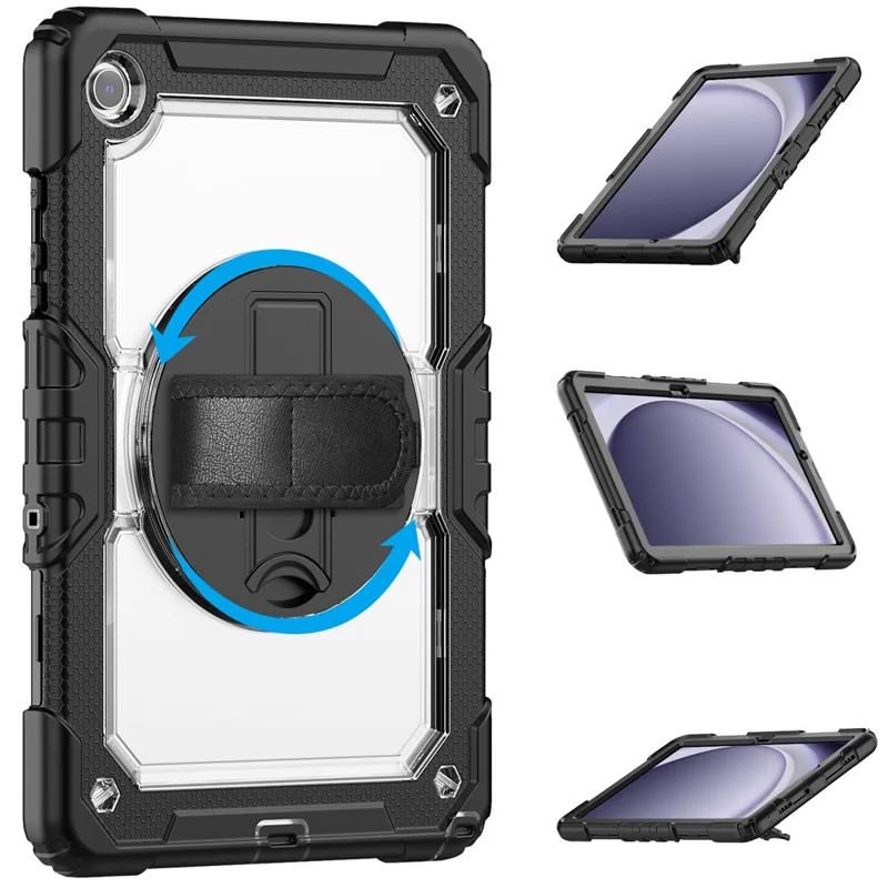 Étui pour Tablette Samsung Galaxy Tab A9+ (SM-X210 / X215 / X216 / X218) Coque PC + Silicone avec Film PET et Bandoulière
