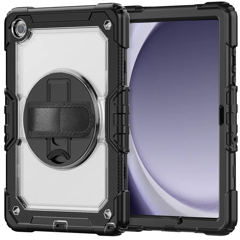 Étui pour Tablette Samsung Galaxy Tab A9+ (SM-X210 / X215 / X216 / X218) Coque PC + Silicone avec Film PET et Bandoulière